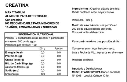 Creatina 300G | MAX TITANIUM