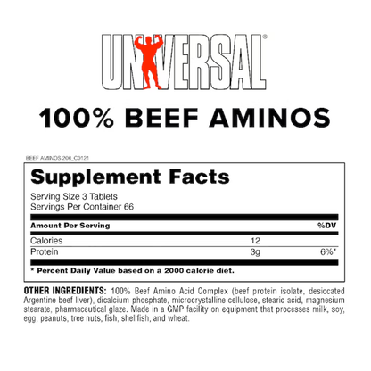 Universal Nutrition 100% Beef Aminos - 200 Tabletas