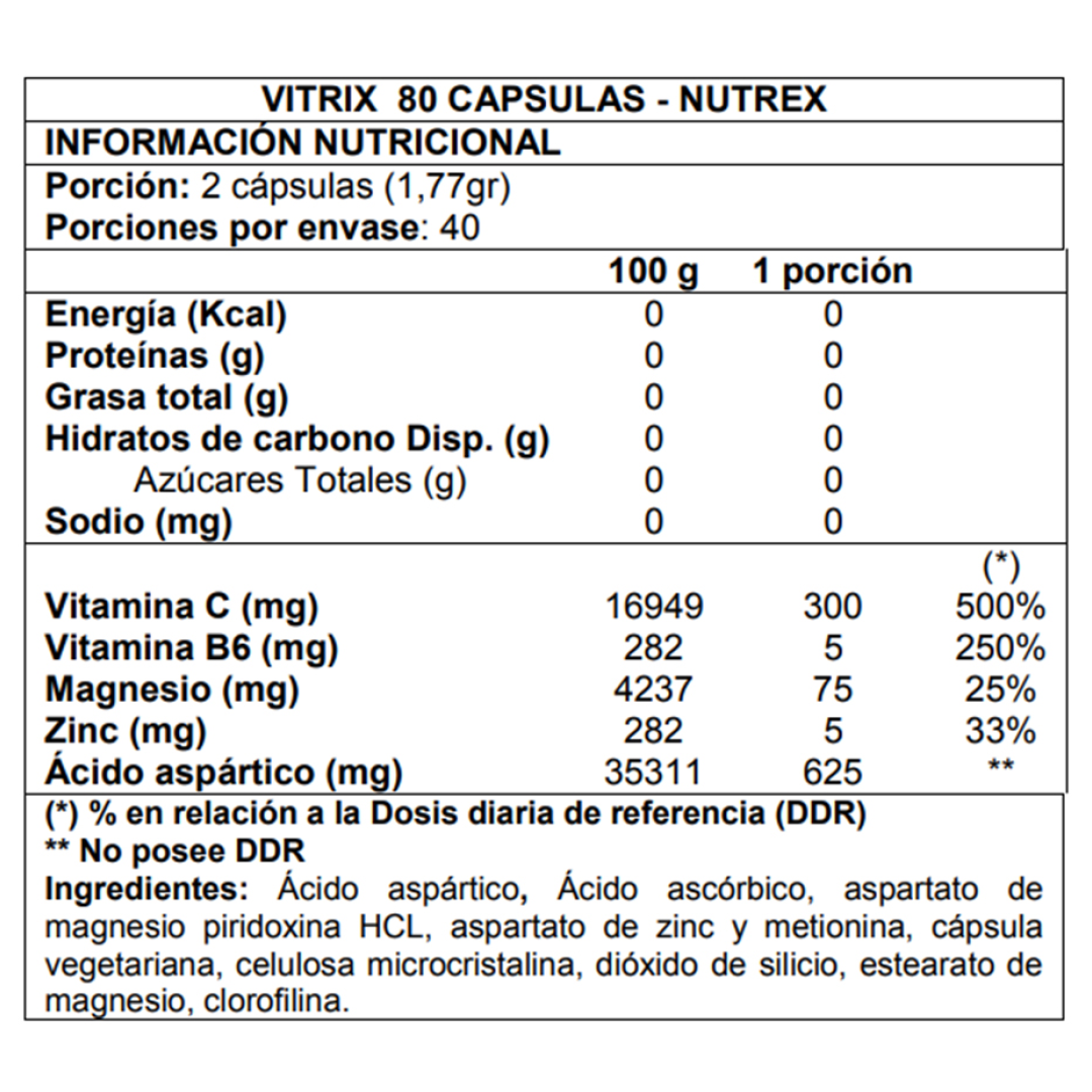 NUTREX VitriX Precursor Natural Testosterona 80 Caps.